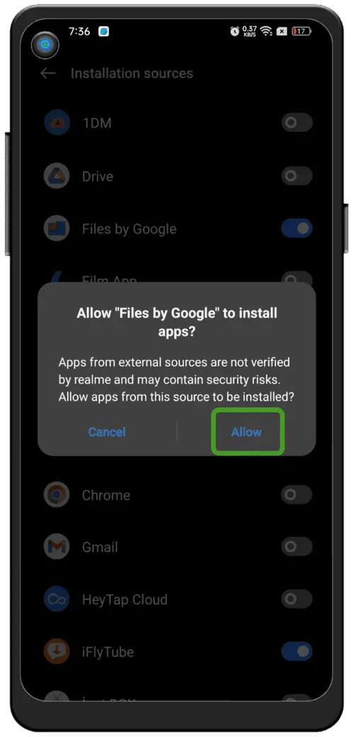 ອະນຸຍາດແຫຼ່ງບໍ່ຮູ້ຈັກ